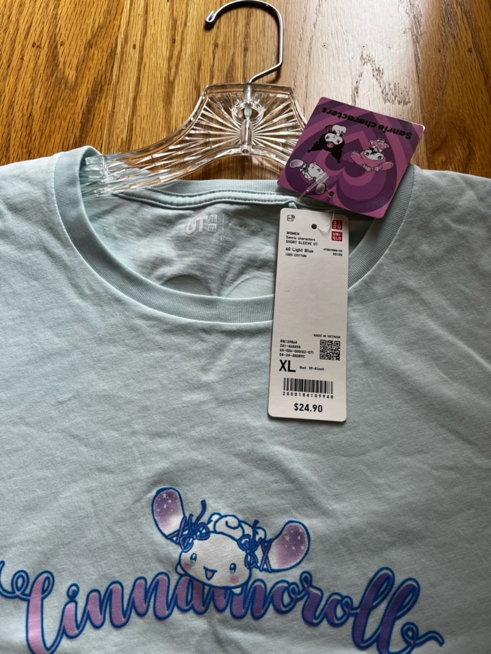 Uniqlo Cinnamaroll Light Blue Sanrio Characters Tshirt size XL new with tags